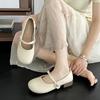 Francuskie delikatne pojedyncze buty damskie 2025 nowe wiosenne buty babci gruby obcas miękka podeszwa wszechstronne płytkie Mary Jane małe skórzane buty