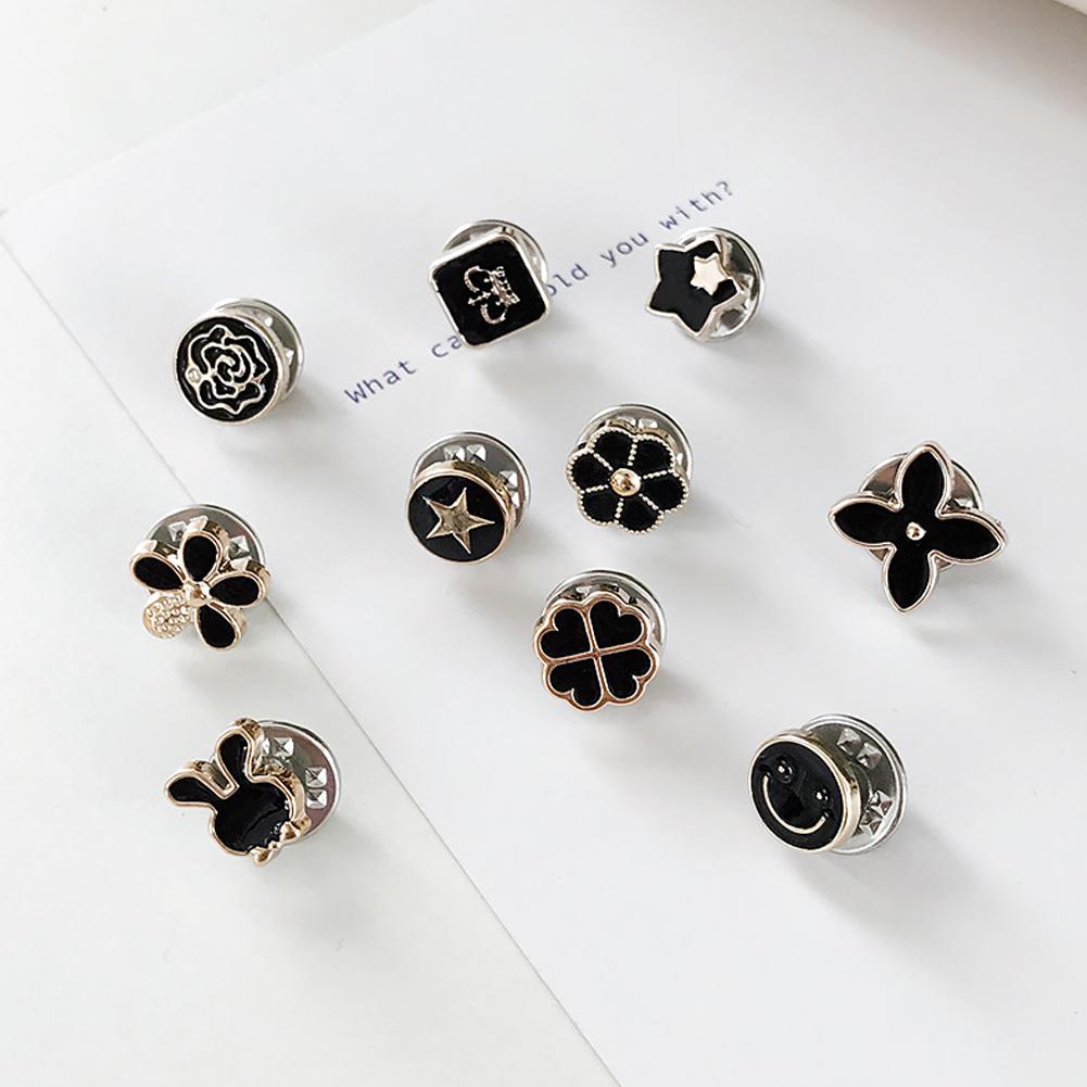 10Pcs/Set Simple Alloy Brooch Prevent Wardrobe Malfunction Botton Decor for Clothes