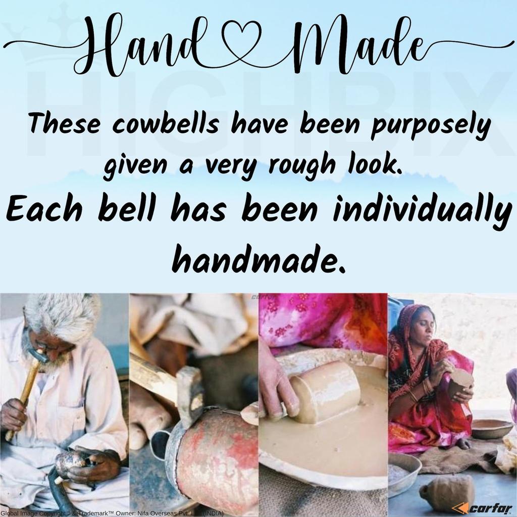 Set of 3 Rustic Black Style X-Large Bells Handmade Giant Metal Harmony Christmas Hanging Cow Bells Complete Set On Jute Rope
