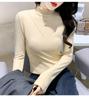 Ribbed Double-Sided Fleece Women's Slim-Fit Long Sleeve Half-High Neck Top