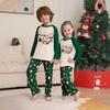 New Christmas parent-child clothing snowflake Santa letter family pajamas long sleeves trousers green loungewear