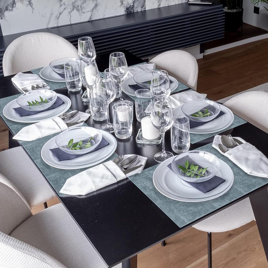 4-piece faux leather placemats that can be wiped, heat-resistant, waterproof, washable, PU placemats that are easy to clean and