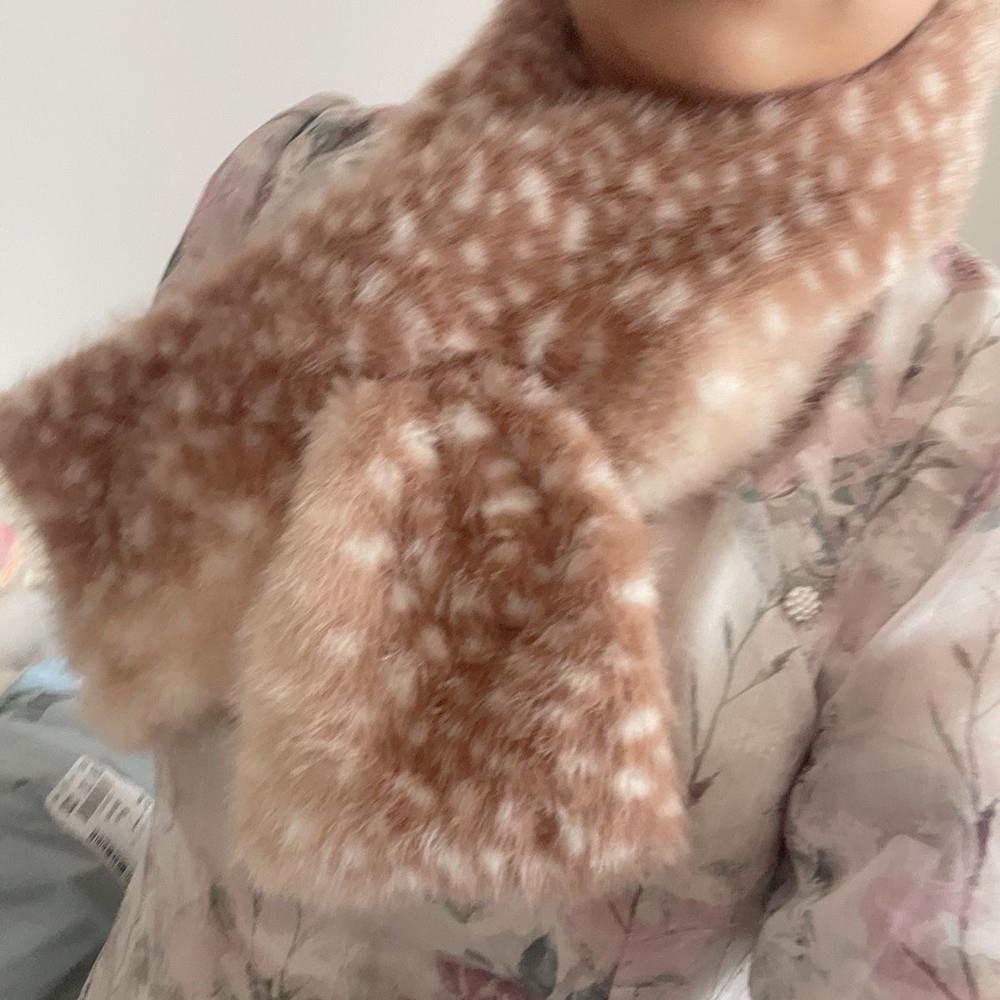 Faux Fur Antlers Hairband Japanese Lolita Headband Christmas Elk Deer Scarf Winter Furry Thicken Earmuffs Cosplay Accessories