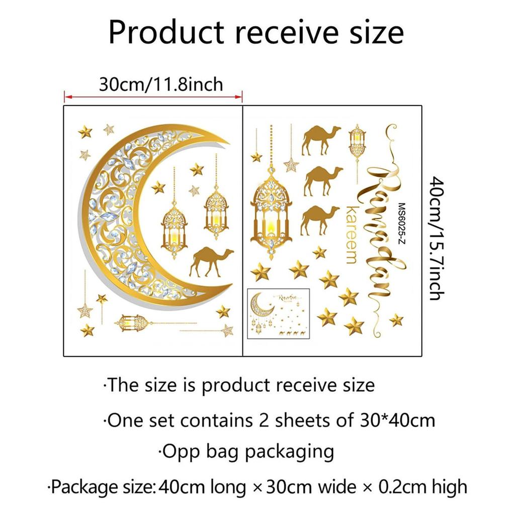 Ramadan Decorations For Home Stickers. Islamic Muslim Wall Stickers.Eid Mubarak Ramadan Decor Moon Stickers Decals. Window