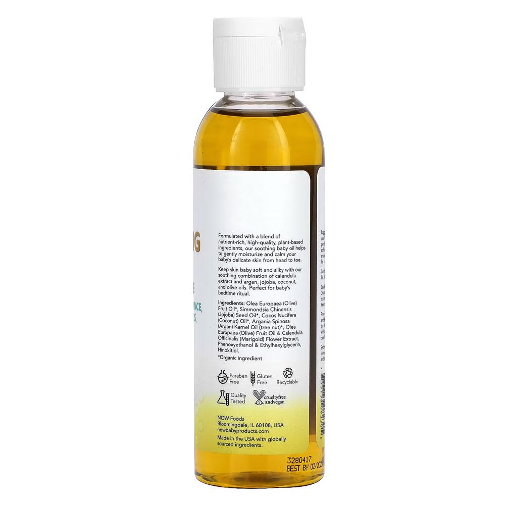 Now Foods Soothing Baby Oil, Fragrance-Free, 4 Fl Oz (118 Ml)