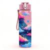 1PC Cloud Star Dream Galaxy Pattern 750ml Color Plastic Sports Water Bottle Leakproof Flip Straw Lid Suitable for Sports Office Home Use