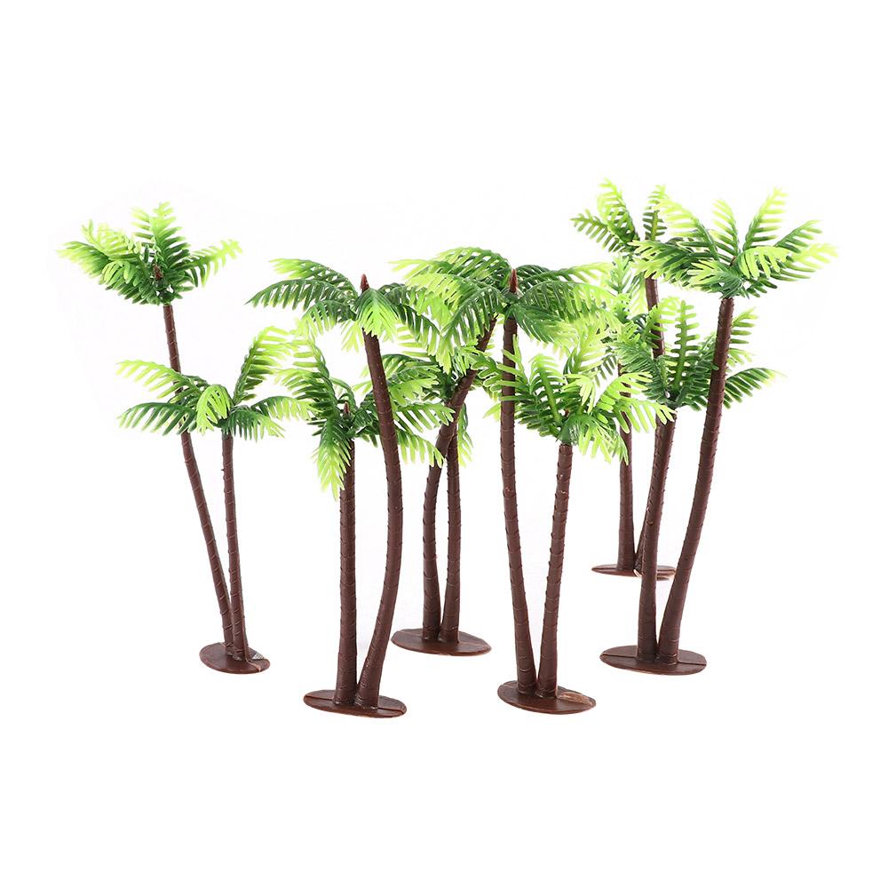 Plastic 10pcs Bonsai Craft Leaf Fake Miniature Coconut Palm Tree Artificial Plants Micro Landscape
