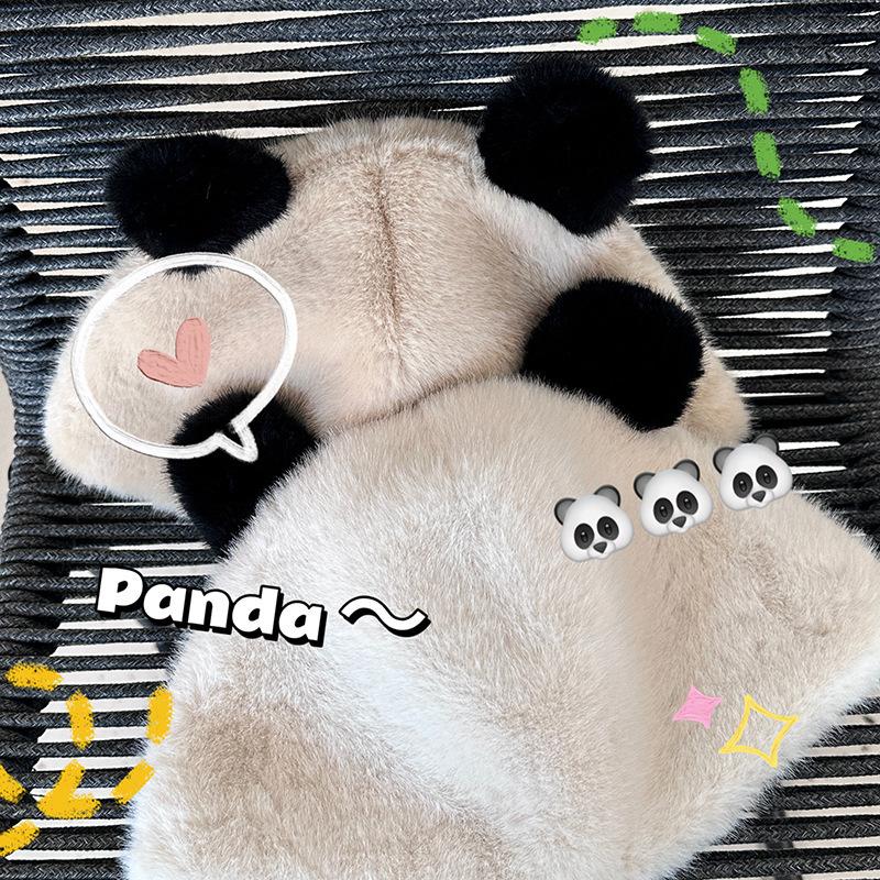 New Internet Celebrity Hat Female Autumn and Winter Mink Fashion Versatile Plush Cute Bear Ears Show Face Small Bucket Hat