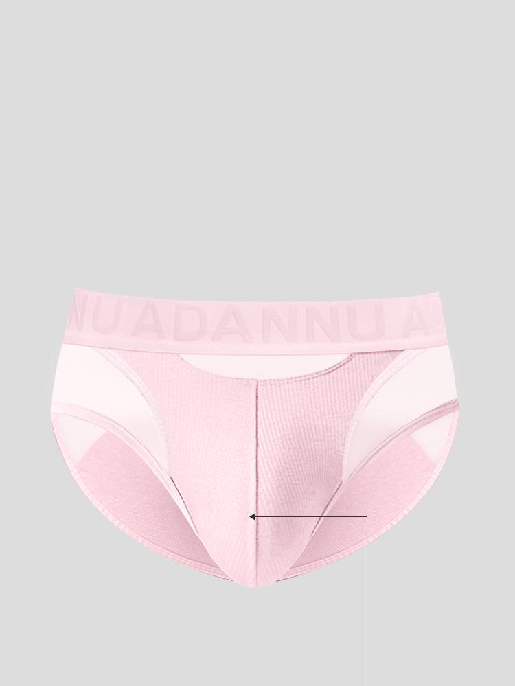 Herren Plus Size Low-Rise Baumwoll-Slip mit Gewinde und 3D-Beutel - Einfarbige Patchwork-Sportunterwäsche