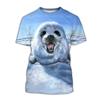 Summer New Fashion Fun Seal T-shirt Animal 3D Printed Street Clothing Male Female Casual Fashion Oversized Short Sleeve T-s