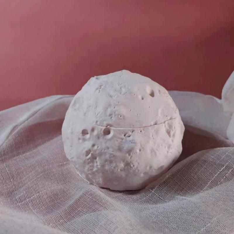 Planet Shaped Storage Box with Lid Silicone Mold DIY Candle Holder Mold Moon Flowerpot Mold Cement Concrete Storage Jar Mold