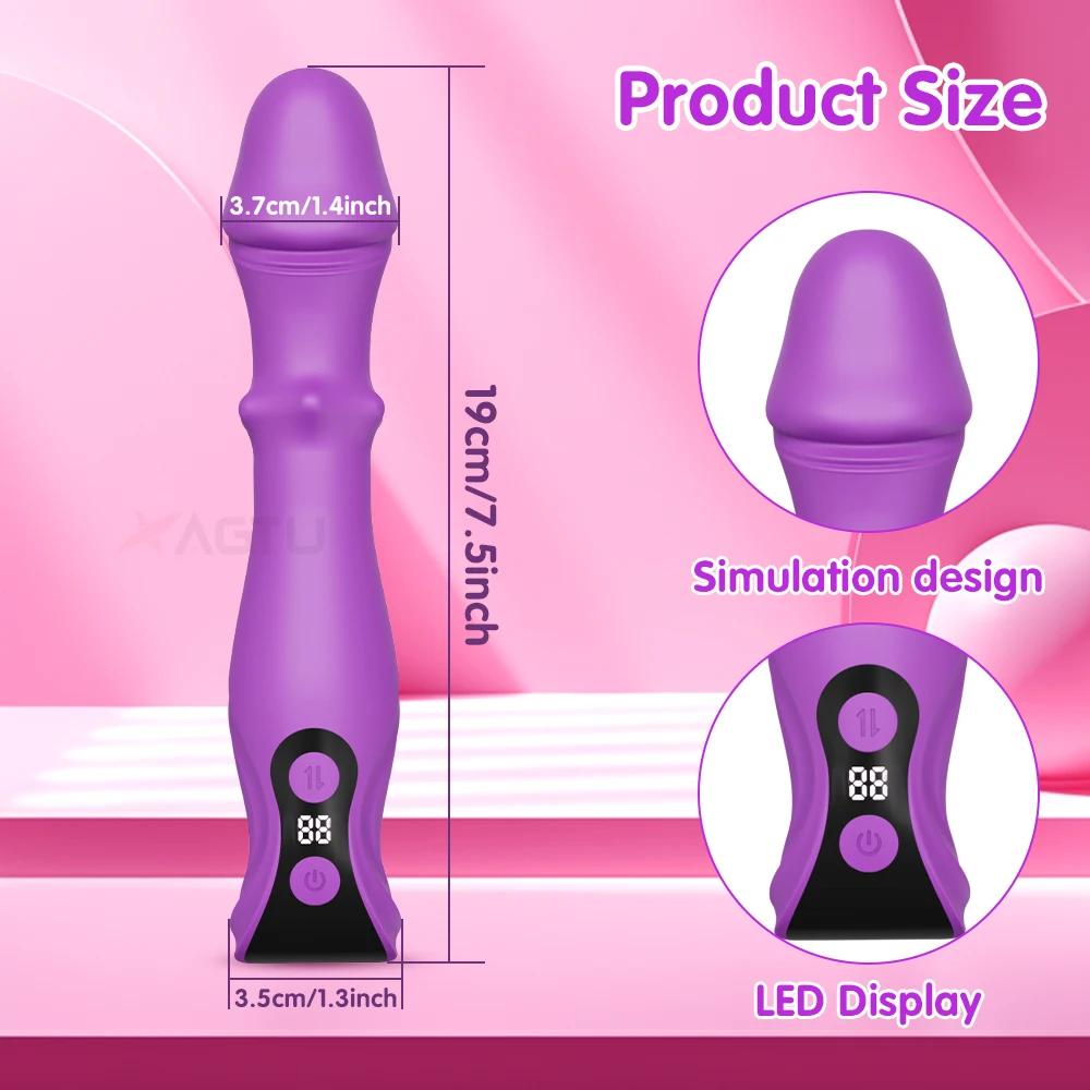 Telescopic Swing Vibrator Women 3 In 1 Clitoris G Spot Stimulator Thrusting Beads Dildo Female Masturbation Adult Sex Toys