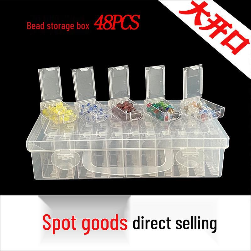 Glass Seed Bead Organizer: 64-Compartment Transparent DIY Jewelry Storage Box