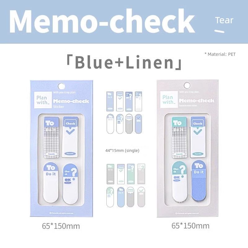 

Planwit Tearable Sticky Note Index with Sticky Sticky Notes Special Good-looking Mark for Junior High School Students Small Strip blue+linen