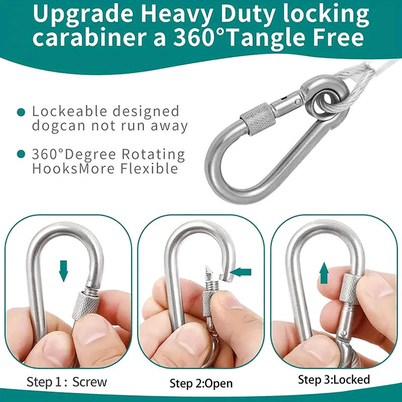 3-10M Double-Headed Dog Tie Out Cable Leash Raction Rope Metal Buckle Steel Wire Anti-Rust Training Collar Outdoor Dogs Strap