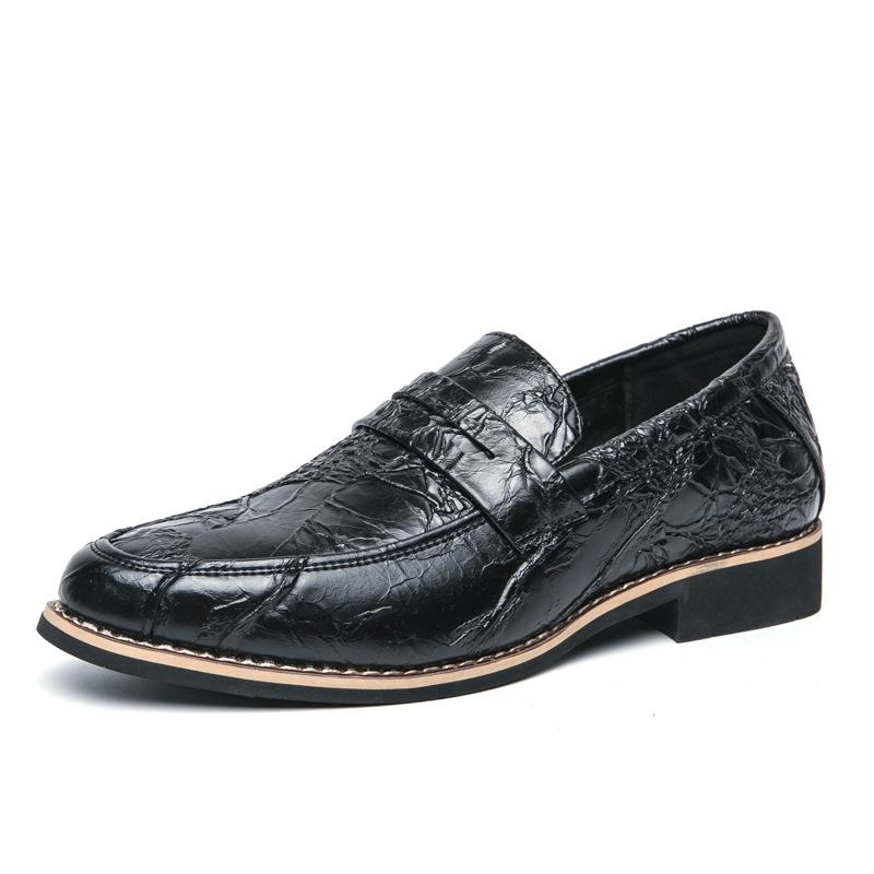Men s Large Size Business Leather Slip-On Loafers - Patterned Style for Spring & Autumn. 39