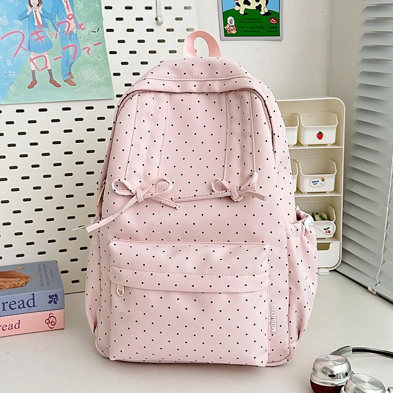 School bag summer new small fresh polka dot sweet girl travel mini backpack high value literary and art fan girls backpack