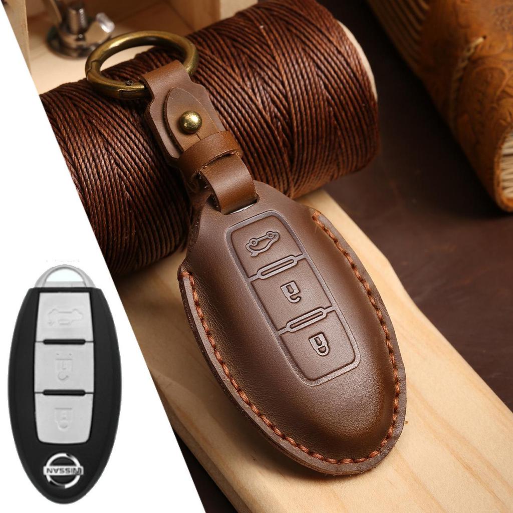 Genuine Leather Handmade Car Key Cover for Nissan