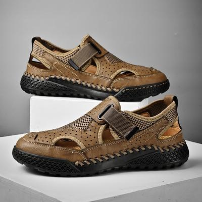 Sandalias de verano para hombre, zapatos casuales de cuero genuino para hombre, sandalias de cuero para hombre para exteriores, zapatos de playa para hombre, zapatos romanos para hombre