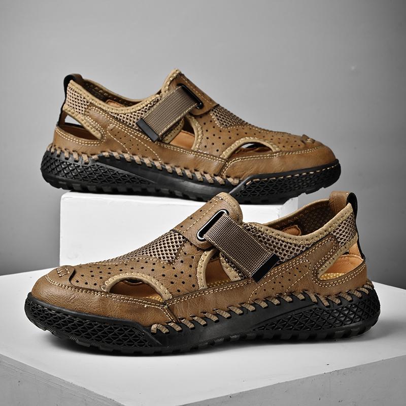 Summer Men Sandals Genuine Leather Mens Casual Shoes Outdoor Men Leather Sandals for Men Beach Shoes Roman Mens Shoes