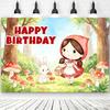 Cartoon Little Red Riding Hood Backdrop Girl Birthday Decorations Party Supplies Baby Shower Banner Photo Shoot Props Kids Gifts