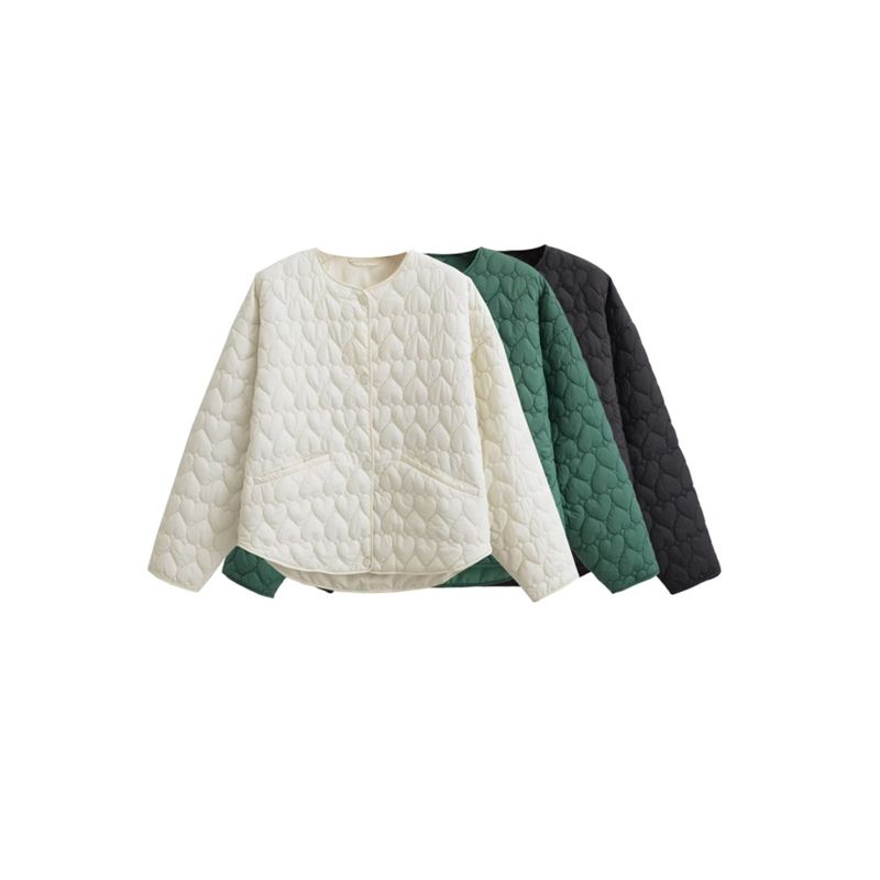 Kaslead Women's Fashion-Style Heart-Shaped Cotton-Padded Jacket