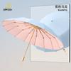 16 Bone Solid Wood Color Glue Folding Sun Umbrella Sunscreen UV Protection Parasol Rain Umbrella Female Umbrella Portable
