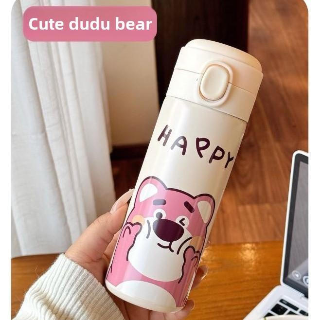 Sanrio Strawberry Bear Insulated Flask With Bouncing Lid For Kids And Students