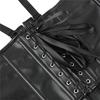 Black Faux Leather Adjustable Strap Short Women Body Shaper Waist Cincher