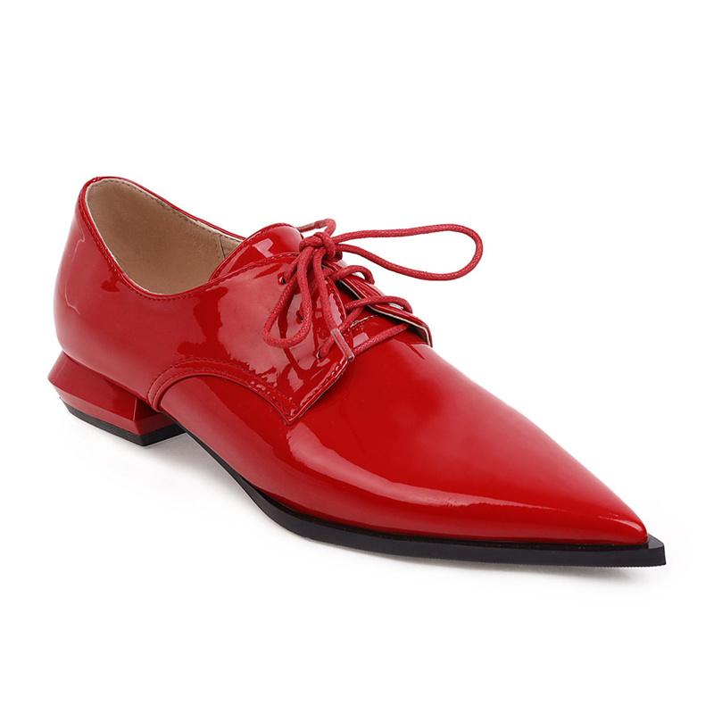 Fashion Western Women's Flats Pointed Toe Loafer Shoes Woman Sexy Lace-up Pointed Toe Oxford Shoes For Women Spring Footwear Large Size