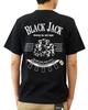 [Jeans Bug] BLACK JACK Original Print Short-Sleeve T-Shirt for Men and Women, Brand ST-BJ, Size L, Black X White (22)