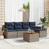 Garden Sofa Set with Cushions 6 Pcs Grey Poly Rattan