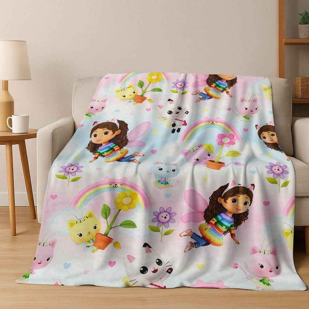 26 Stili Cartone Animato La Casa delle Bambole di Gabby Regalo per Ragazza Coperta in Flanella, Calda e Accogliente Morbida Coperta Plaid per Casa Camera da Letto Letto Divano Coperta Bambino