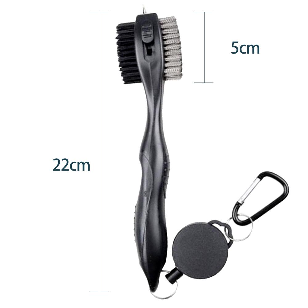 Golf Club Brush Cleaner Double-Sided Wire/Nylon Bristles with Retractable Clip Hook For Iron Wood Groove Cleaning Tool