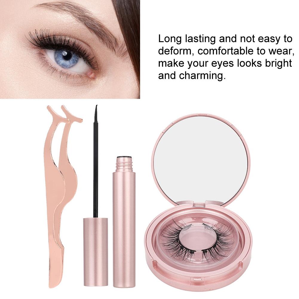 Round Tube Magnetic Liquid Natural False Eyelashes Lashes Tweezers Kit Cosmetic 001#