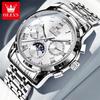 OLEVS Men's Watches Business Fashion Original Automatic Mechanical Wristwatch for Man Waterproof Moon Phase Calendar Trend Dress