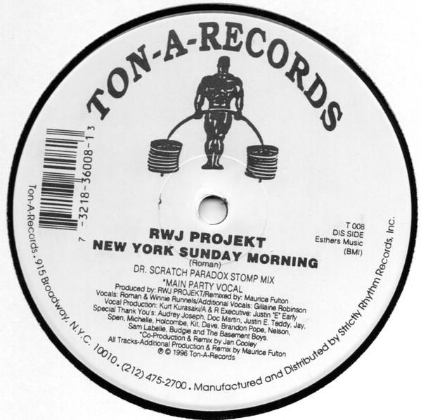 

12inch Record RWJ PROJEKT - New York Sunday Morning T008 Ton-A-Records 1996 US Dance & Electronica Used