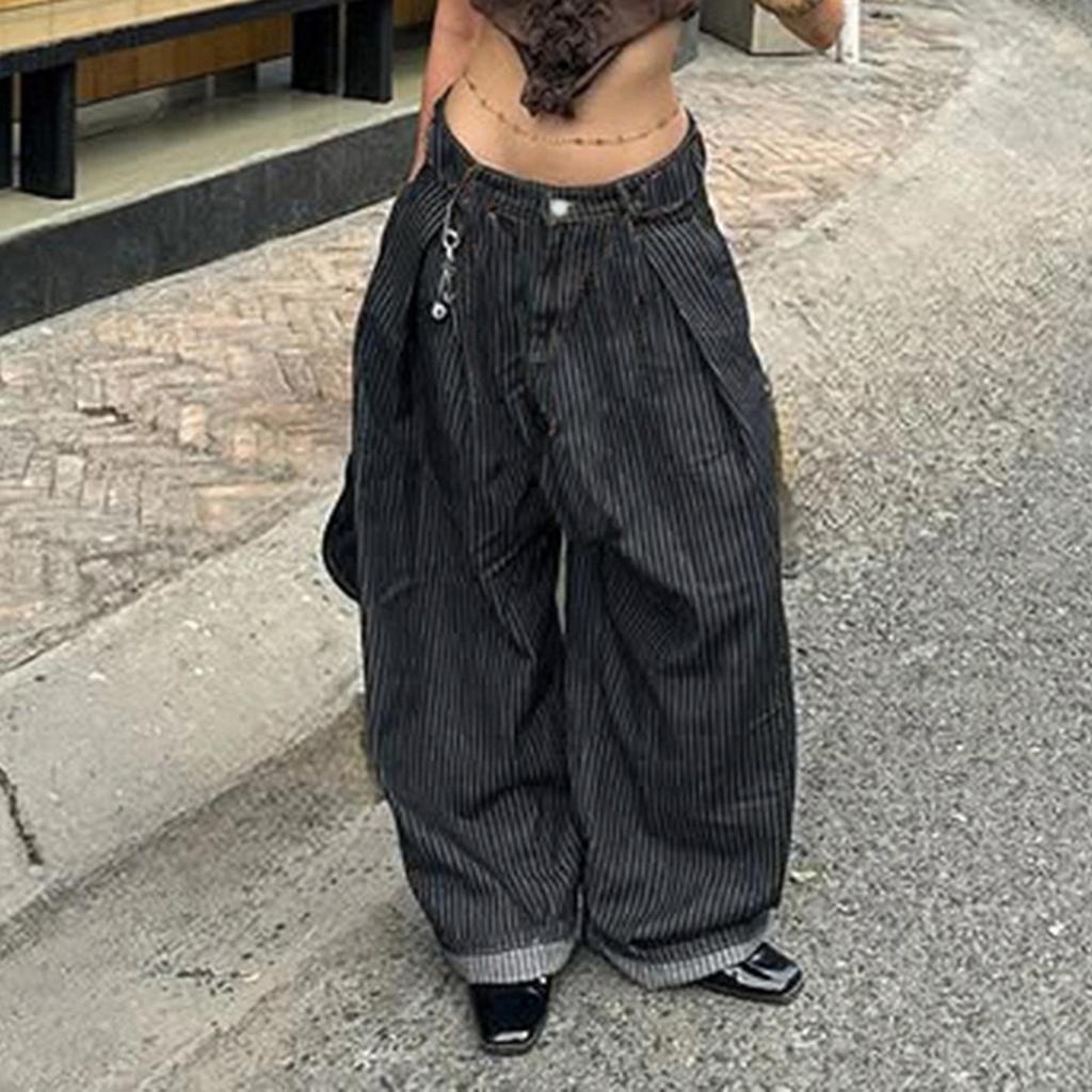 Herbst Retro Gestreifte Weite Jeans - Street Style Lockerer Schnitt