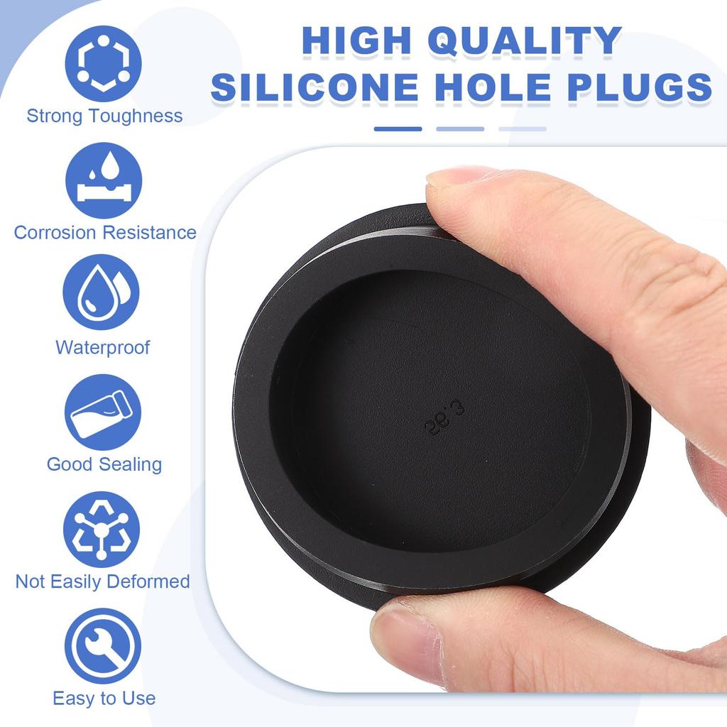 uxcell 6-Piece T-Shaped Silicone Plugs, 52mm2.05" Diameter, Elastic Waterproof Silicone Plugs, Reusable Bottle Stopper Sealing Round Hole Plugs, Black