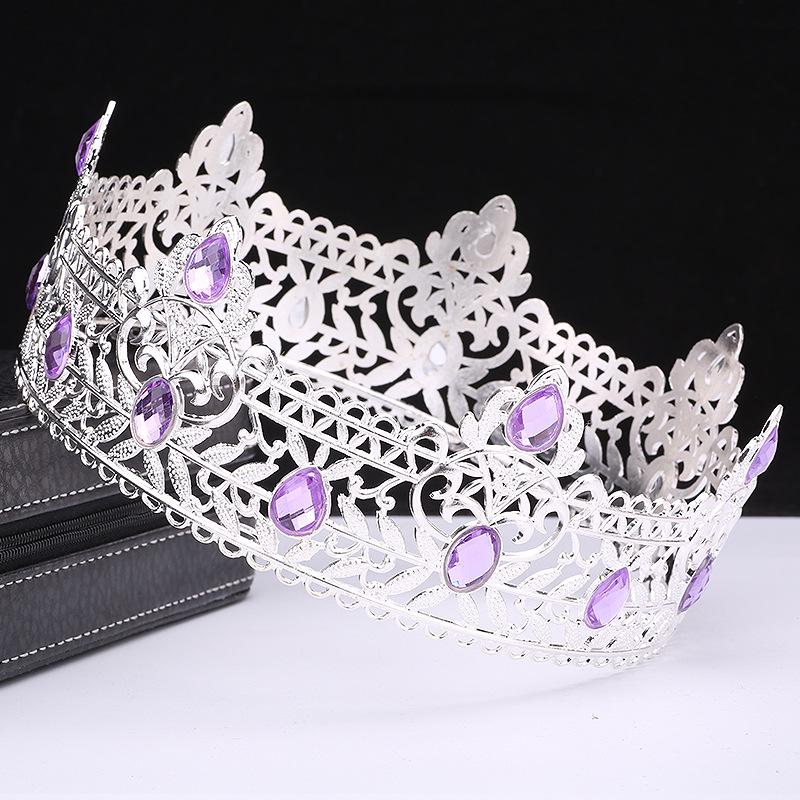 Men's Crown Simple Multi Color Round King Crown Baroque Bride Retro Alloy Hair Crown Headdress