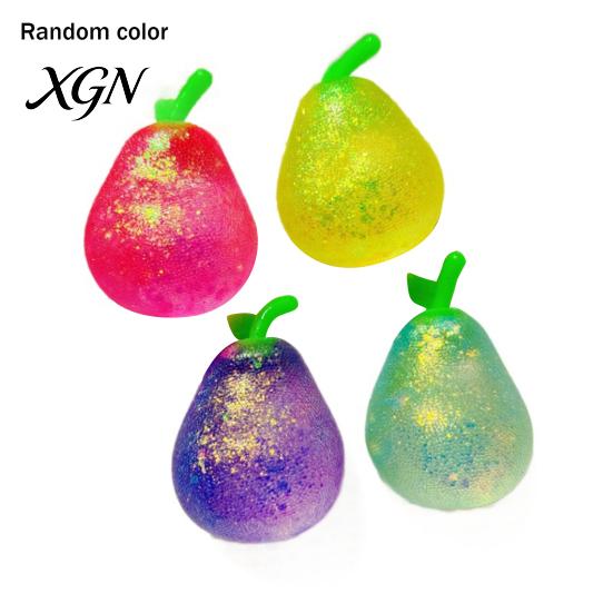 Relaxation Stress Reliever Shapeable Glitter Pear Squeeze Toy Relief Transparent Ball Slow Rising Decompression Fruit Sensory