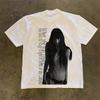 FlowStreet Men Loose Vintage Distressed Print Short Sleeve Tee Gym Fitness Sports Casual Cotton T Shirt Hip Hop Streetwear Male Tops