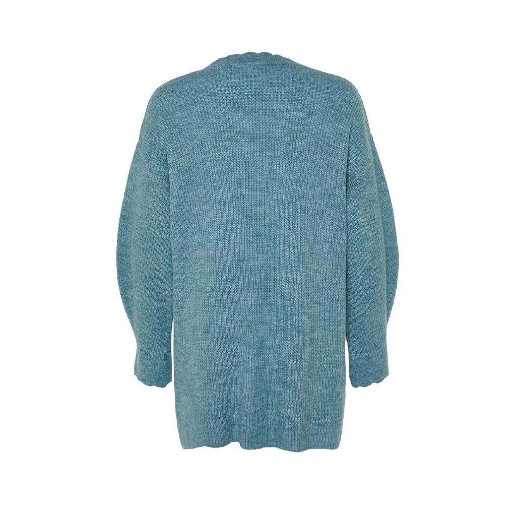 Cardigan albastru de tricotaj cu decolteu în V Tctaw24th00007