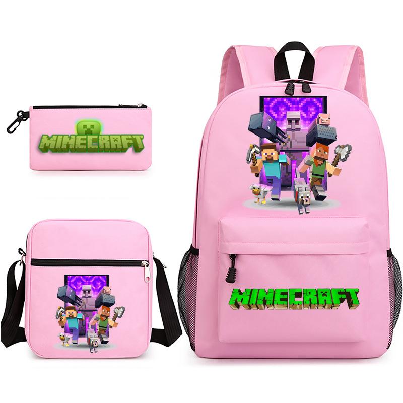 2022 Cross-border Starry Sky School Bag Three-piece Casual Fashion My World Game School Travel Bag
