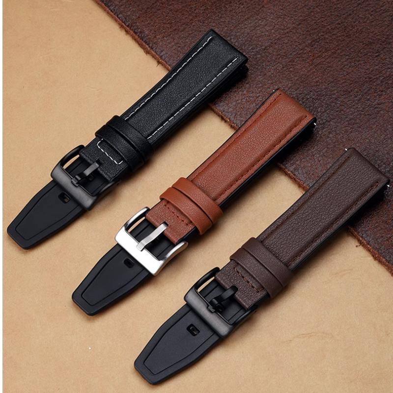 Quick Genuine leather strap For Casio Swordfish mdv-106 mdv-107 Water Ghost Watch sports cowhide Silicone rubber men's watchband