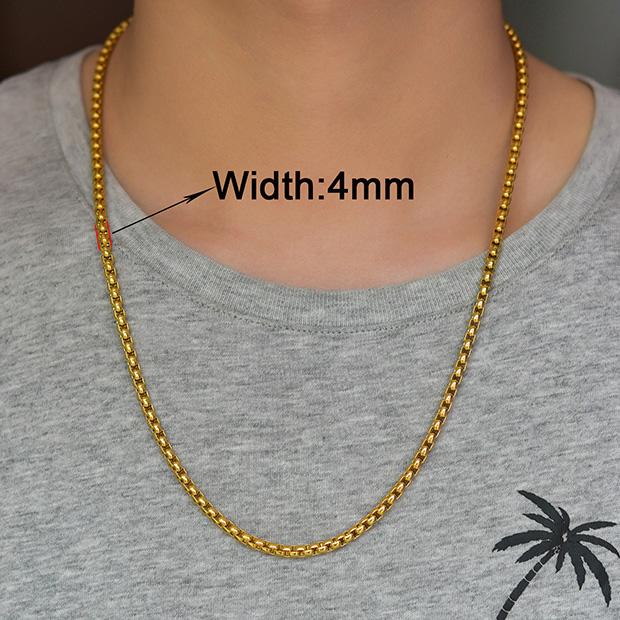 2/3/4/5mm Men's Box Chain Stainless Steel Necklace Choker for Women Copper/Gold/Black/Rose Gold Color 14 - 40 Inch Metal Jewelry