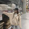 2020 Korean Style Thick Fleece-Lined Hooded Zip-Up Mid-Length Sweatshirt Jacket for Women