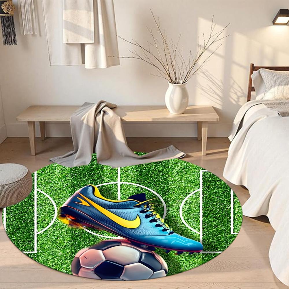 Runder Fußballteppich Geeignet für Schlafsaal Flur Wohnzimmer Außenbereich Rutschfester Runder Teppich Büros Dekorieren Perfektes Geschenk für Frauen Männer