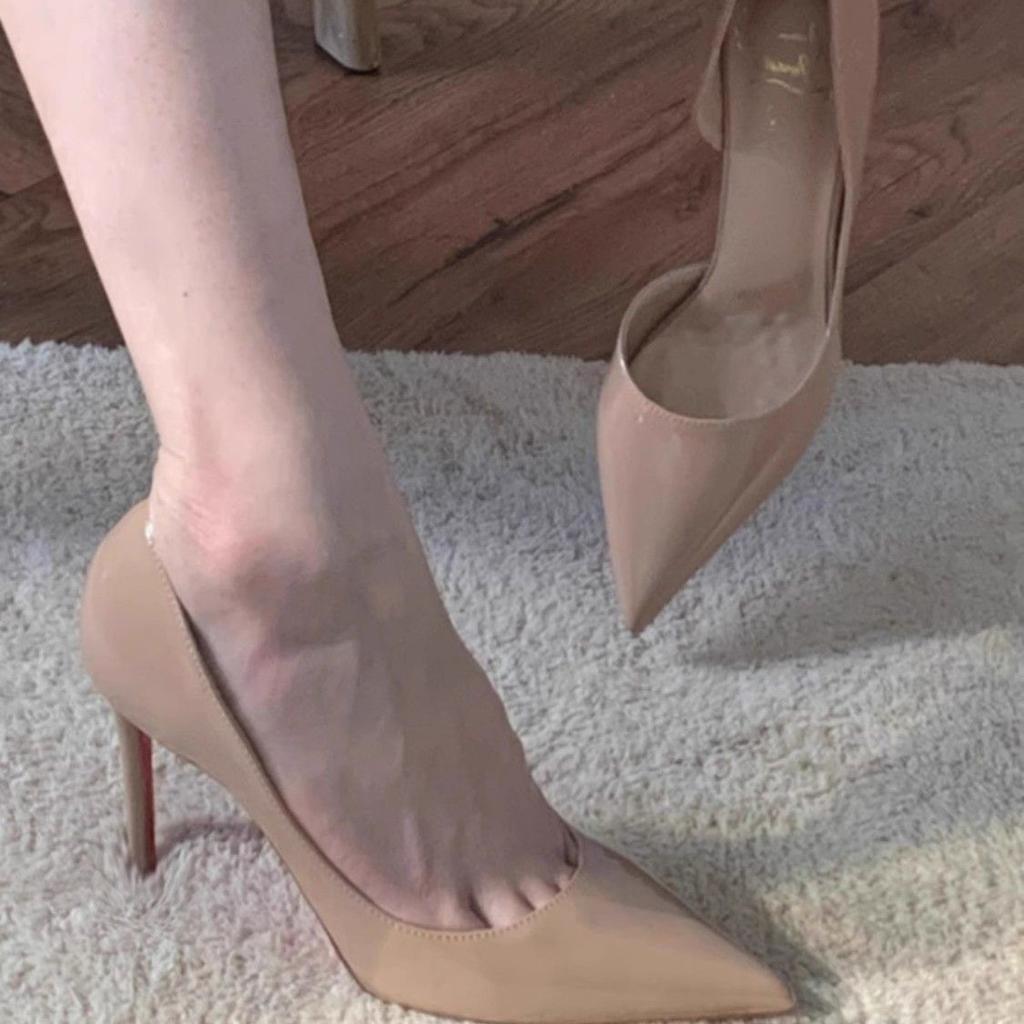 Black long British style sideways, sexy red-soled high heels, thin heels are not tired, wear men's single shoes, feet spring and summer