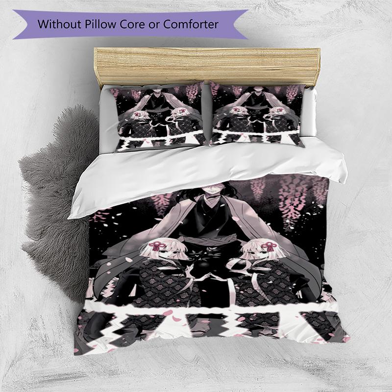 3pcs Demon Slayer Characters Pattern Bedding Set Duvet Cover Set Includes Duvet Cover &pillowcases, Perfect All Season Bedroom Decoration & Gift